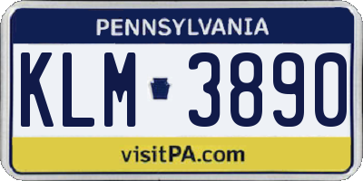 PA license plate KLM3890