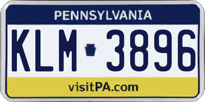PA license plate KLM3896