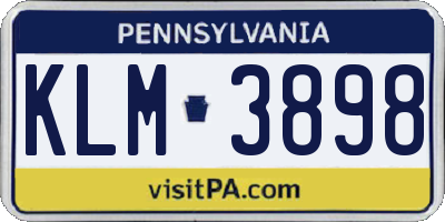 PA license plate KLM3898