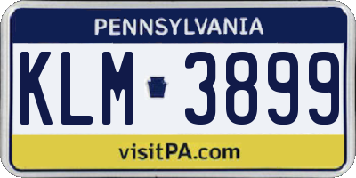 PA license plate KLM3899