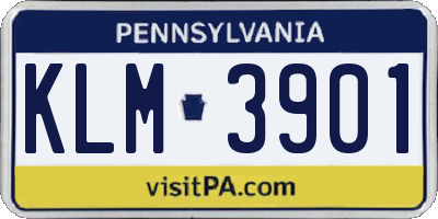 PA license plate KLM3901
