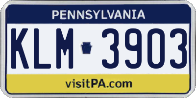 PA license plate KLM3903