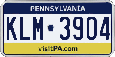 PA license plate KLM3904