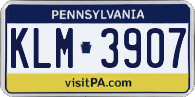 PA license plate KLM3907