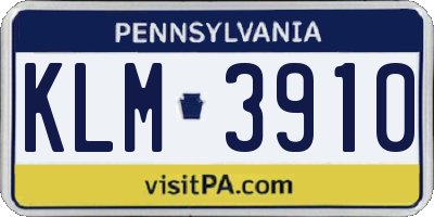 PA license plate KLM3910