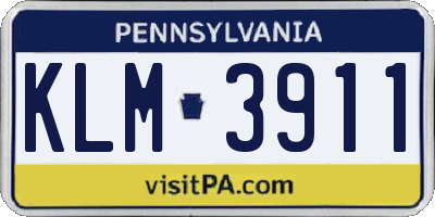 PA license plate KLM3911