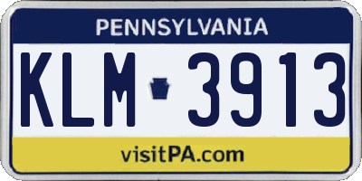 PA license plate KLM3913