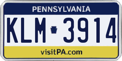 PA license plate KLM3914