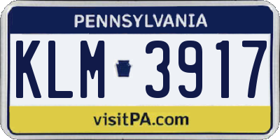 PA license plate KLM3917