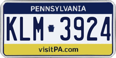 PA license plate KLM3924