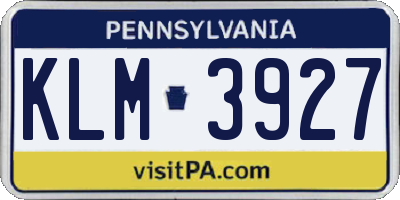 PA license plate KLM3927