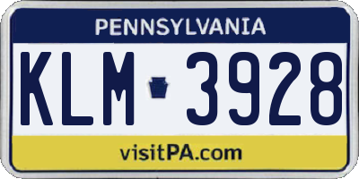 PA license plate KLM3928