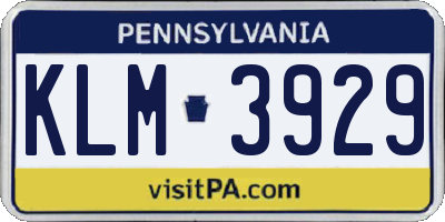 PA license plate KLM3929
