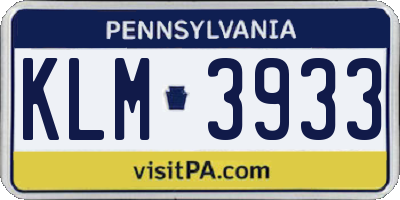 PA license plate KLM3933