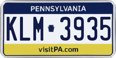 PA license plate KLM3935