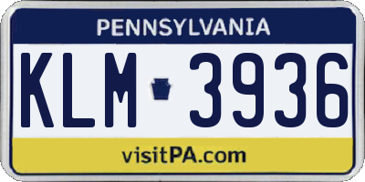 PA license plate KLM3936
