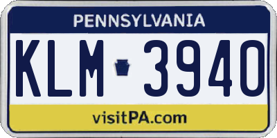 PA license plate KLM3940