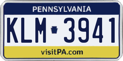 PA license plate KLM3941