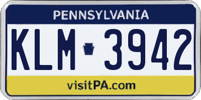 PA license plate KLM3942