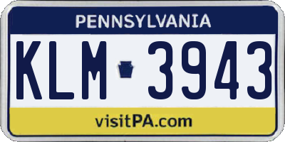 PA license plate KLM3943
