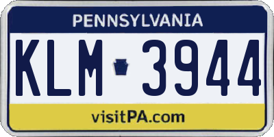 PA license plate KLM3944