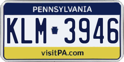 PA license plate KLM3946