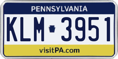 PA license plate KLM3951