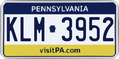 PA license plate KLM3952