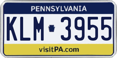 PA license plate KLM3955