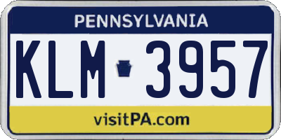 PA license plate KLM3957