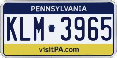 PA license plate KLM3965