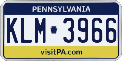 PA license plate KLM3966