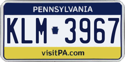 PA license plate KLM3967