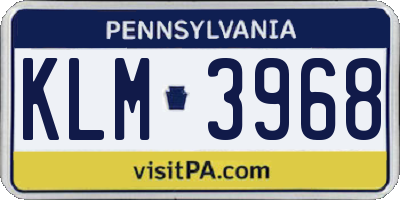 PA license plate KLM3968