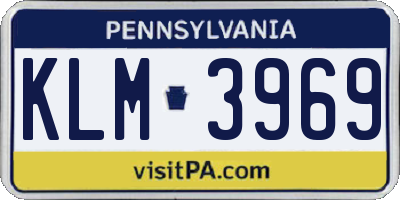 PA license plate KLM3969