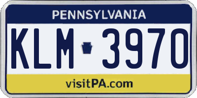PA license plate KLM3970