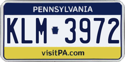 PA license plate KLM3972