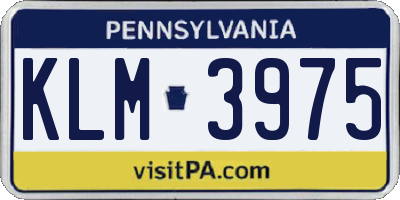 PA license plate KLM3975