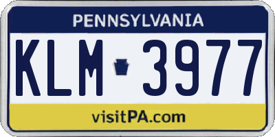 PA license plate KLM3977