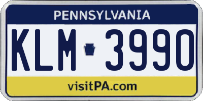 PA license plate KLM3990