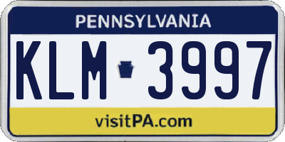 PA license plate KLM3997