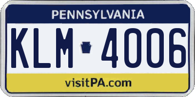 PA license plate KLM4006