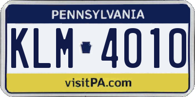 PA license plate KLM4010