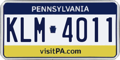 PA license plate KLM4011