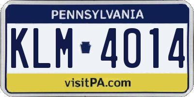 PA license plate KLM4014