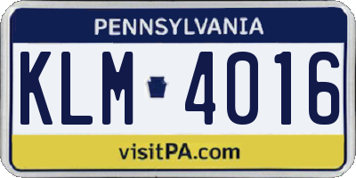 PA license plate KLM4016