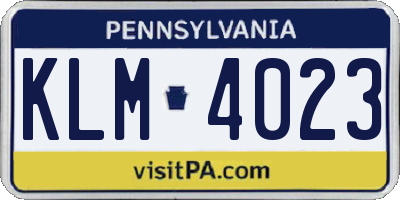 PA license plate KLM4023