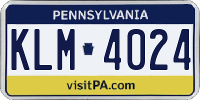 PA license plate KLM4024