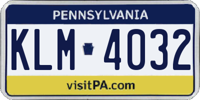 PA license plate KLM4032