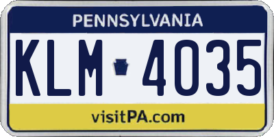 PA license plate KLM4035